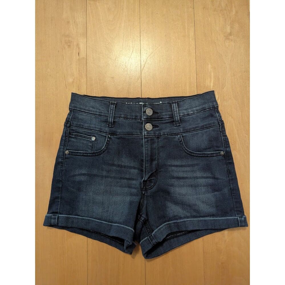 Wallflower Denim Jean Shorts "Sassy High Rise" Stretch Sz 3 Dark Blue Retro